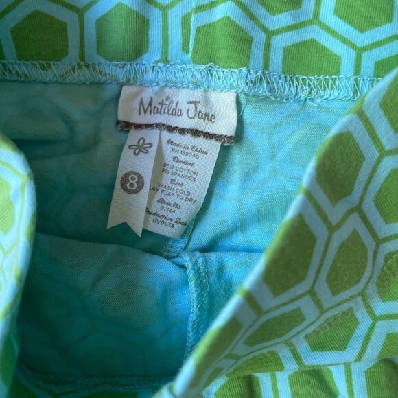 Girls 8 MATILDA JANE green blue geometric ruffle shorts - Picture 4 of 8